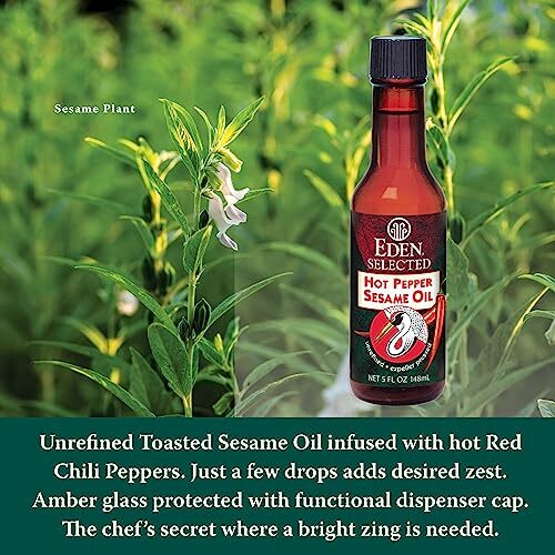 Eden Hot Pepper Toasted Sesame Chili Oil Unrefined Expeller Pressed 5 oz Ambe... gallery
