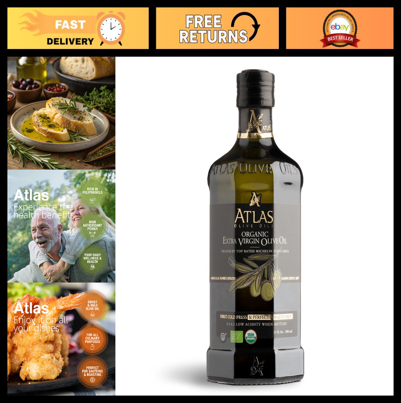 Organic Cold Pressed Extra Virgin Olive Oil – Polyphenol Rich, 500 mL, Unprocess