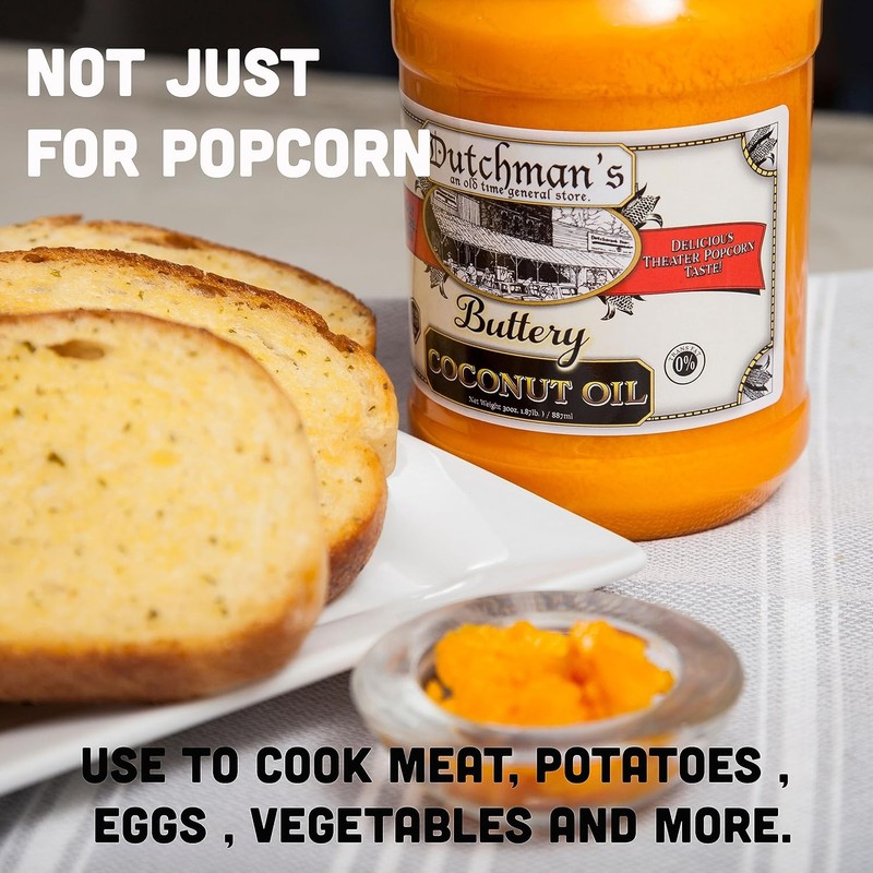 Dutchman’s Popcorn Coconut Oil Butter Flavored Oil 30oz Jar Colored W/ Natural gallery