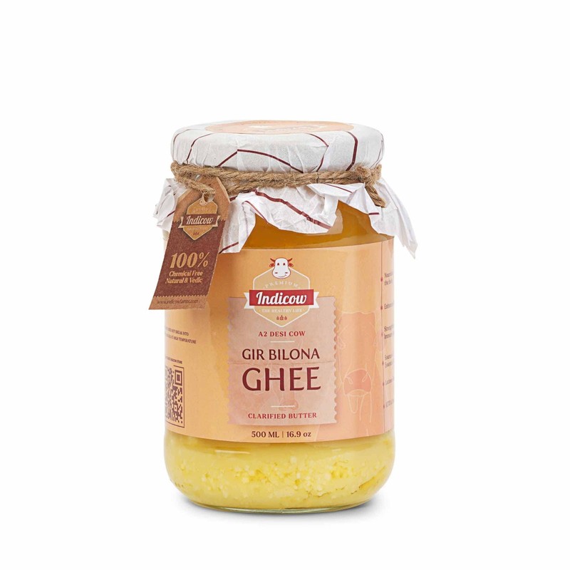 Indicow A2 Desi Cow Ghee, Clarified Butter | 500ml 16.91oz, Gir Cow Ghee | Gr…