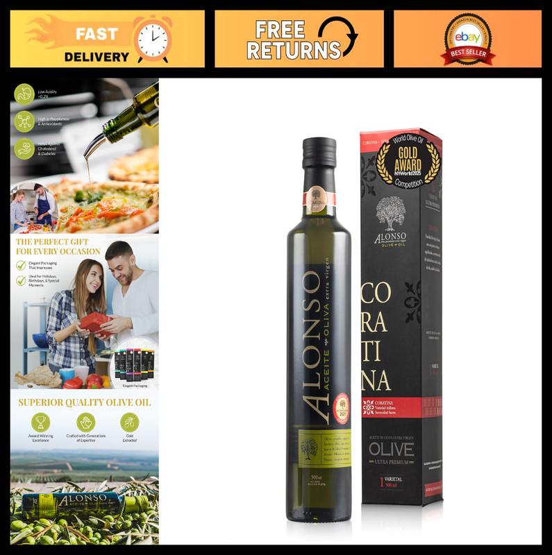 High Polyphenol Extra Virgin Olive Oil 643 mg/kg, Hydroxytyrosol Rich, 500ml
