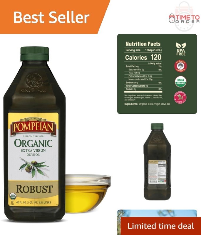 Organic Extra Virgin Olive Oil 48 Fl Oz Cold Pressed Robust Flavor Salad