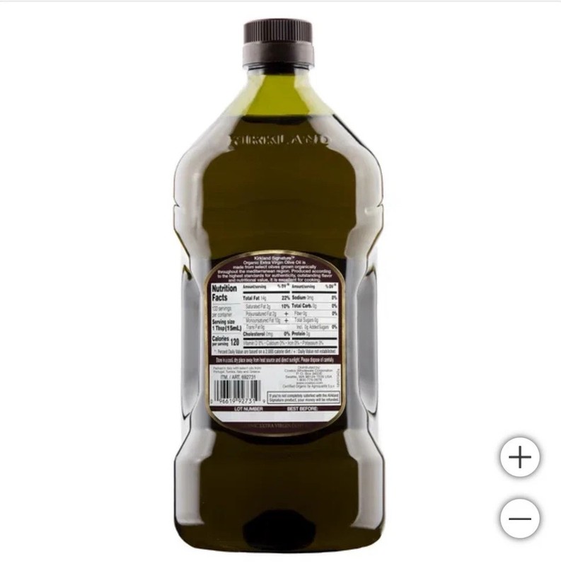 Kirkland Organic Extra Virgin Olive Oil 2L Cold Extracted USDA Organic gallery