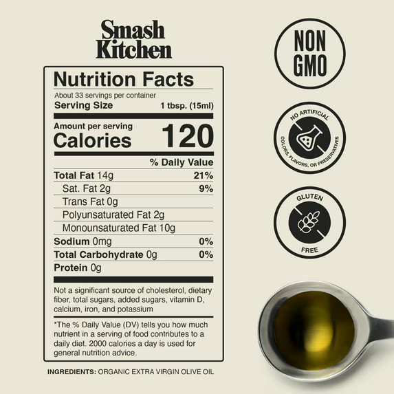 Smash Kitchen Organic Classic Extra Virgin Olive Oil, 16.9 fl oz gallery