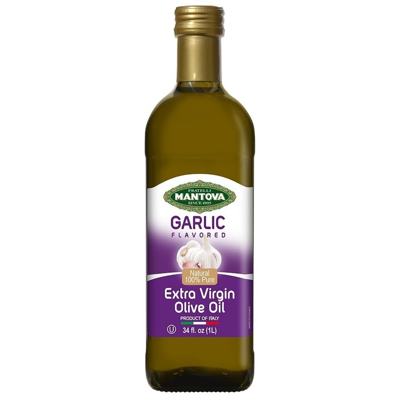 Garlic-Infused Extra Virgin Olive Oil - 34 oz Cold-Pressed Glass Bottle (2-Pack) gallery