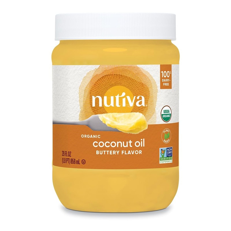 Nutiva Organic Butter Flavored Coconut Oil for Cooking & Baking 14 oz Jar (71