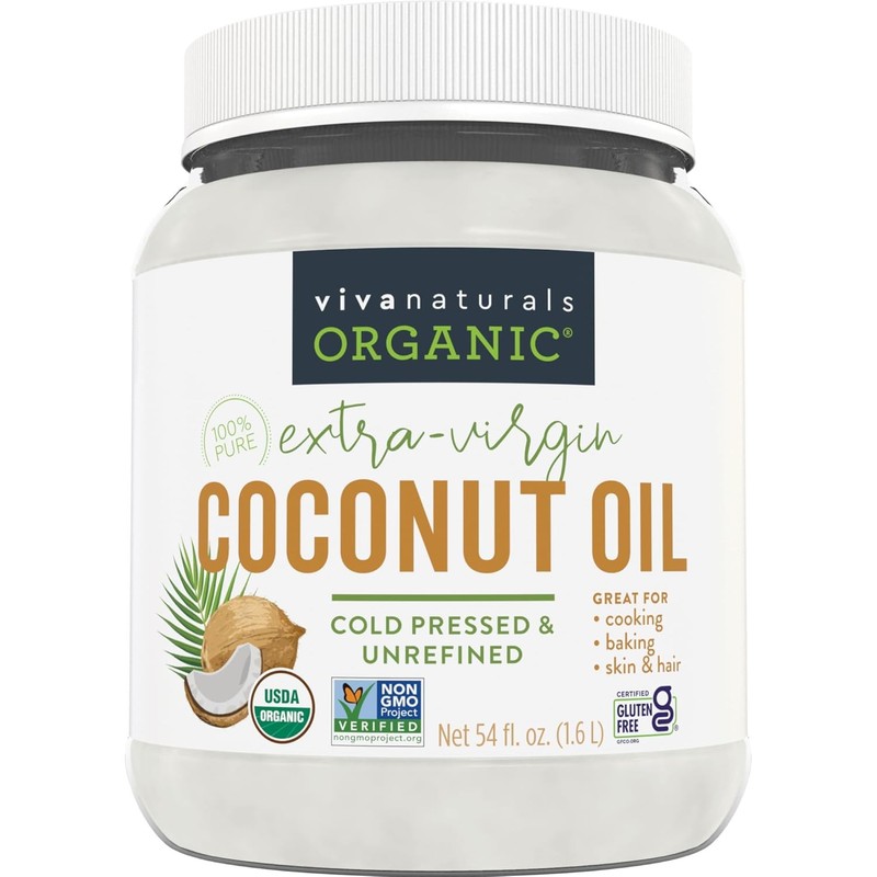 Viva Naturals Organic Coconut Oil – Unrefined, 54 Fl Oz (Pack of 1)
