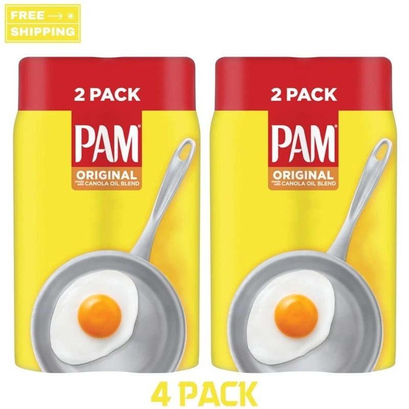 (4 Pack) PAM Original Cooking Spray, Canola Oil Nonstick Cooking & Baking Spray
