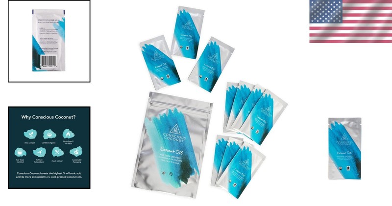 Organic Travel Coconut Oil Packets - Cold-Pressed Virgin for Skin & Hair Care gallery
