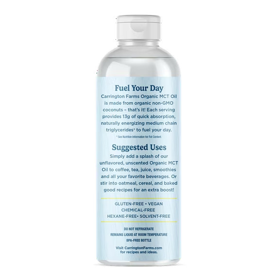 Carrington Farms Organic Medium Chain Triglyceride Oil, 16oz Plastic Bottle gallery