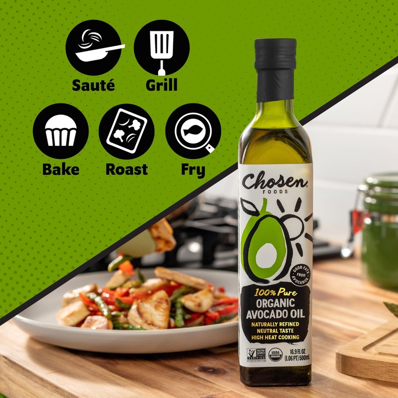 Chosen Foods Organic Avocado Oil, 16.9 Fl Oz - All Purpose Cooking Oil made from gallery