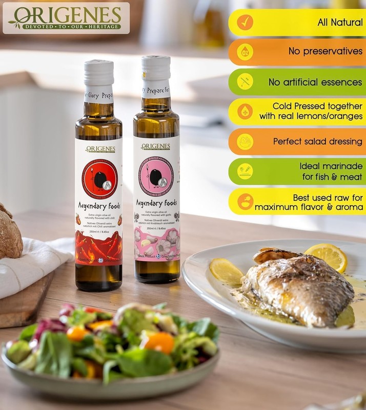 Pack of 2 Extra Virgin Flavored Olive Oil, 1 Bottle Garlic, 1 Bottle Chili In... gallery
