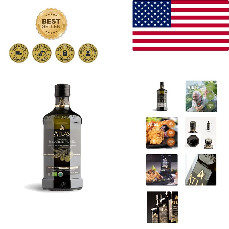 Atlas Organic Cold-Pressed Moroccan Extra Virgin Olive Oil – 500mL Glass Bottle