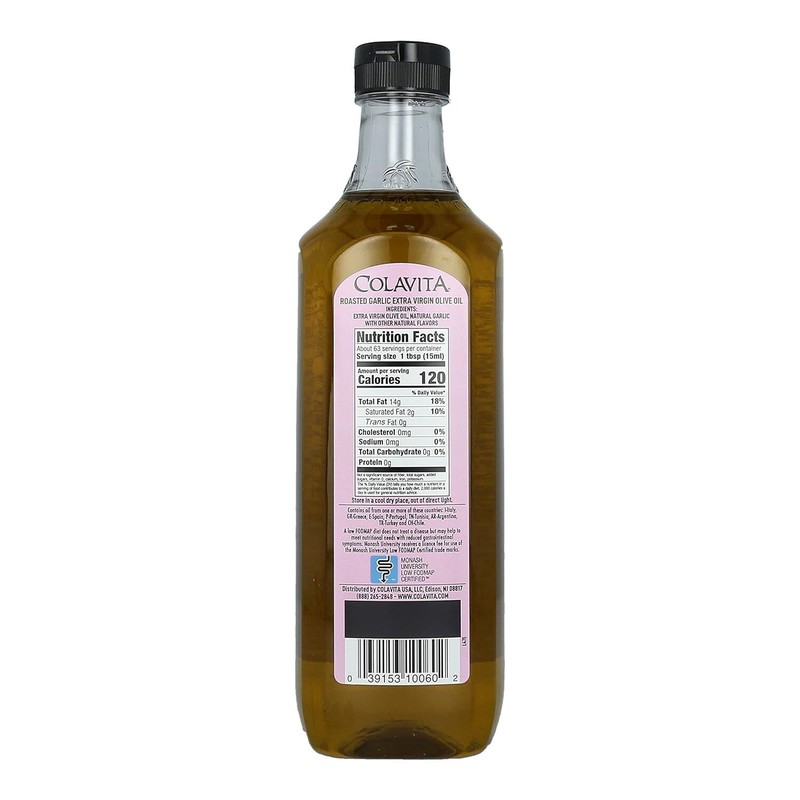 Colavita Roasted Garlic Extra Virgin Olive Oil, Low FODMAP, 32 Fl Oz (Pack of 1) gallery