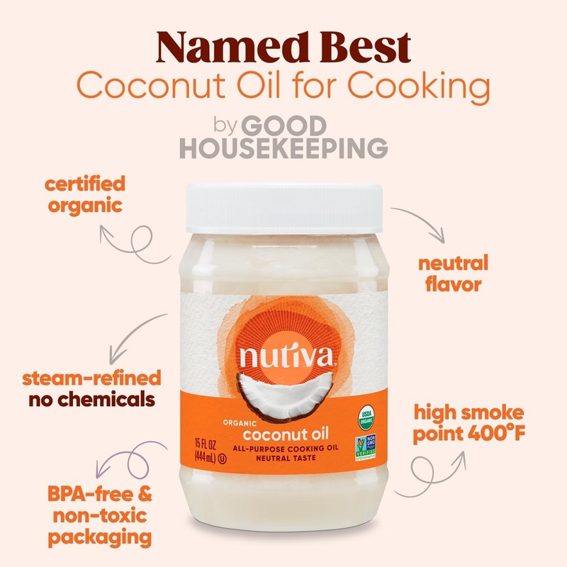Nutiva Organic Steam-Refined Coconut Oil, 15 Fl Oz, USDA Organic, Non-GMO, Vegan gallery