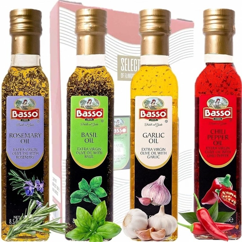 Infused Extra Virgin Olive Oil Gift Set - 4 Bottles, First Cold Pressed, Dipping gallery