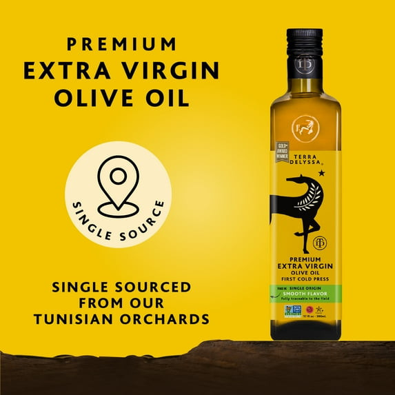 Terra Delyssa Extra Virgin Olive Oil First Cold Pressed 17 fl oz Glass gallery