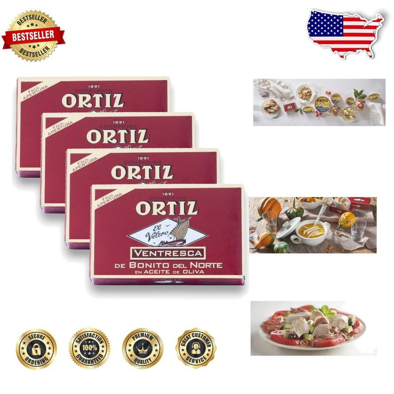 Ventresca White Tuna Belly in Spanish Olive Oil – Tender Fillets, 4 Cans
