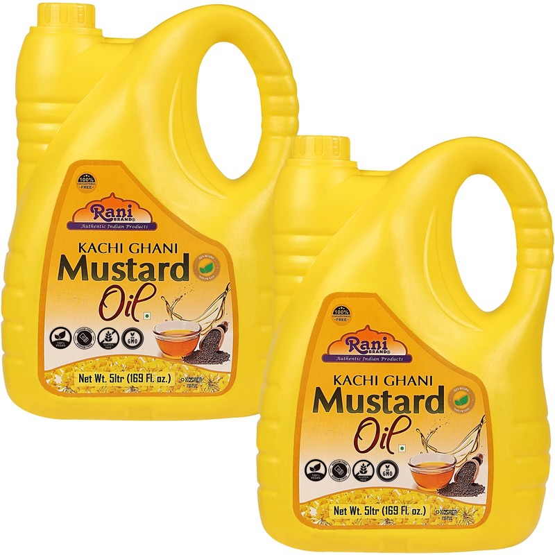 Rani Mustard Oil (Kachi Ghani) 169 Ounce (5 Liter) Pack of 2