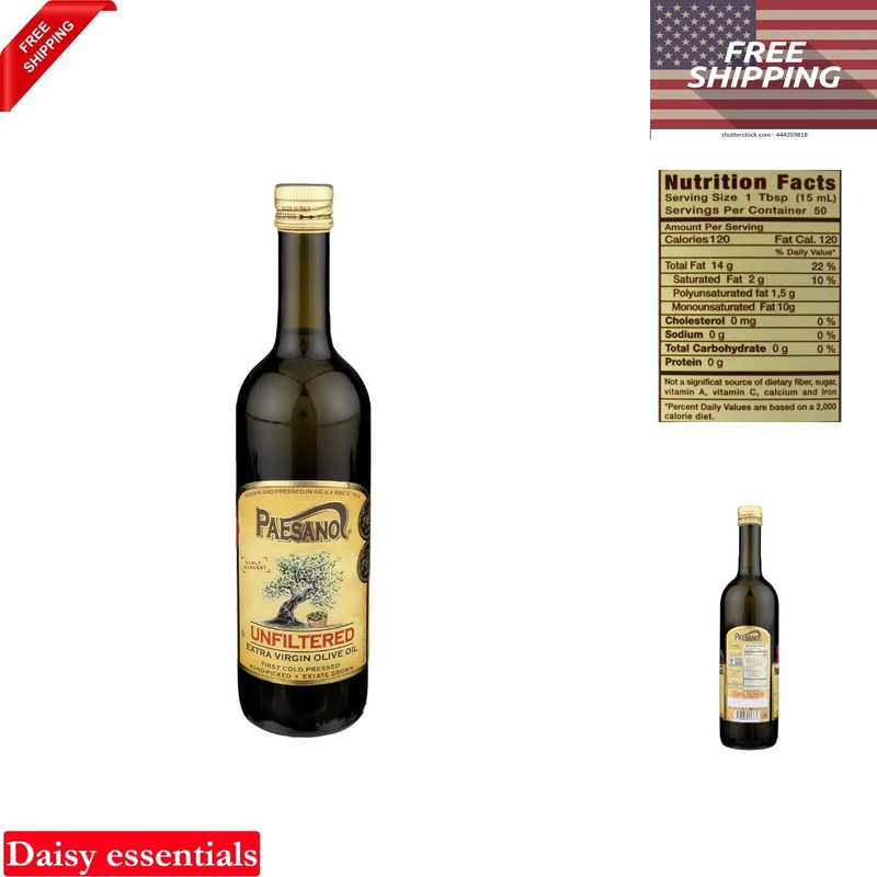 Extra Virgin Olive Oil Unfiltered 25 Fl Oz Cold Pressed Italian Olive Oil
