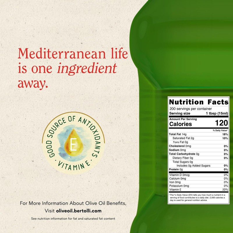 Bertolli Extra Virgin Olive Oil, Rich Taste, First Cold Pressed, 101 fl oz gallery