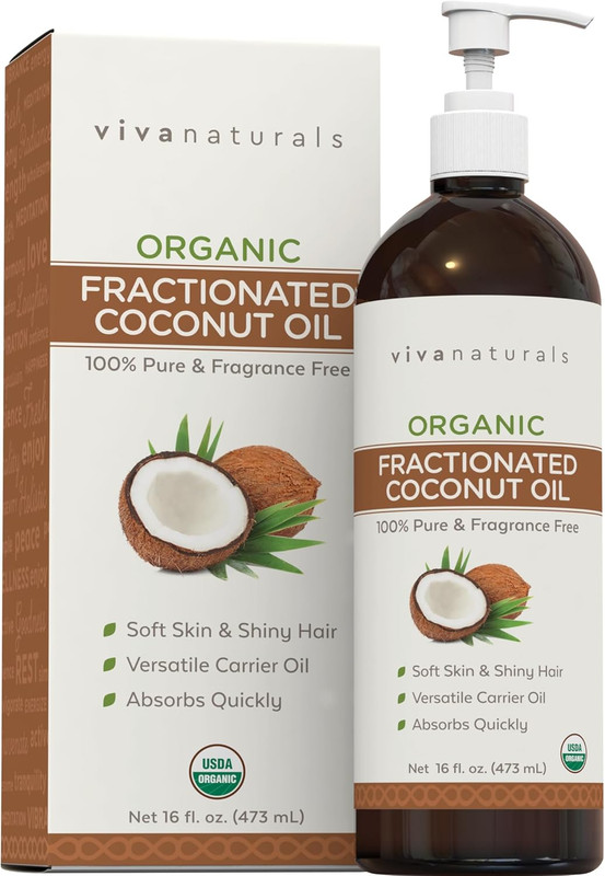 Organic Fractionated Coconut Oil, 16 Fl Oz – Skin & Hair Moisturizer, Massage Oi