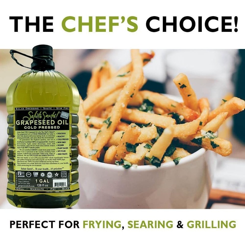 Salute Santé! 256 Fl. Oz. Grapeseed Oil - Pure Cold Pressed for Baking & Frying gallery