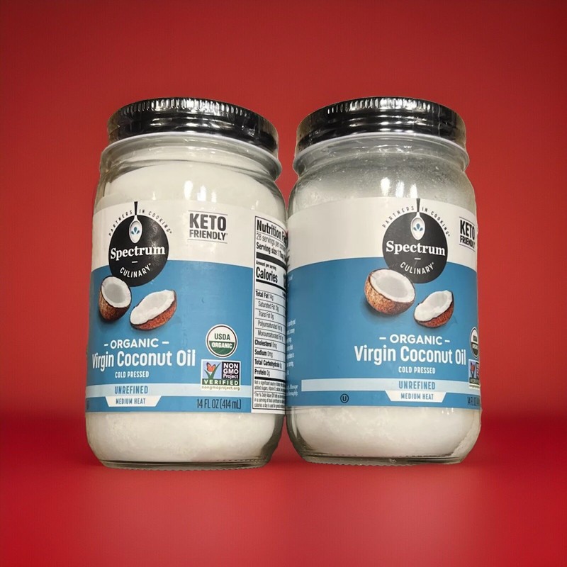 Organic Virgin Coconut Oil, Unrefined, 14 fl oz (414 ml) EXP 9-15-2025 Lot of 2
