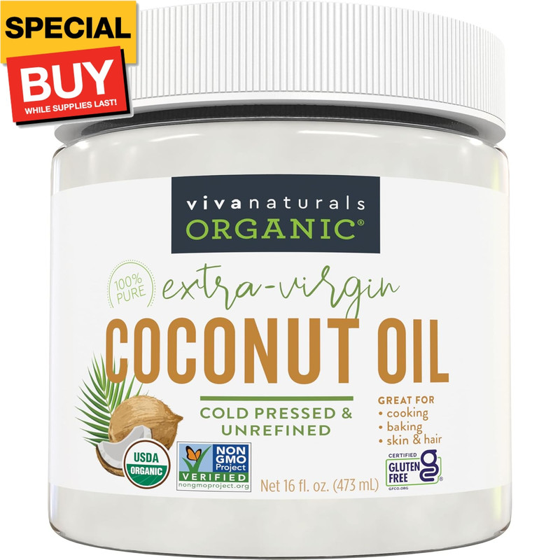 Organic Coconut Oil - Unrefined, Cold-Pressed Extra Virgin Coconut Oil, USDA Org