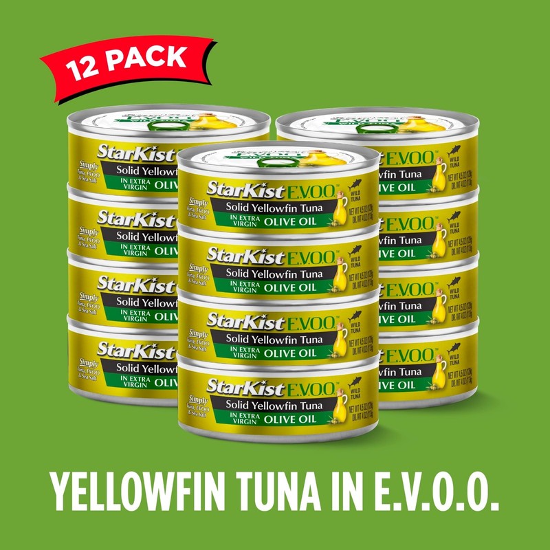 Solid Yellowfin Tuna in Extra Virgin Olive Oil - 4.5 oz Can, Pack of 12, High Pr gallery