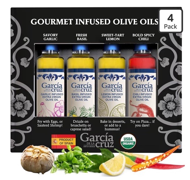 Garcia De La Cruz Organic Flavored Extra Virgin Olive Oil Gift Set – Pack of 4