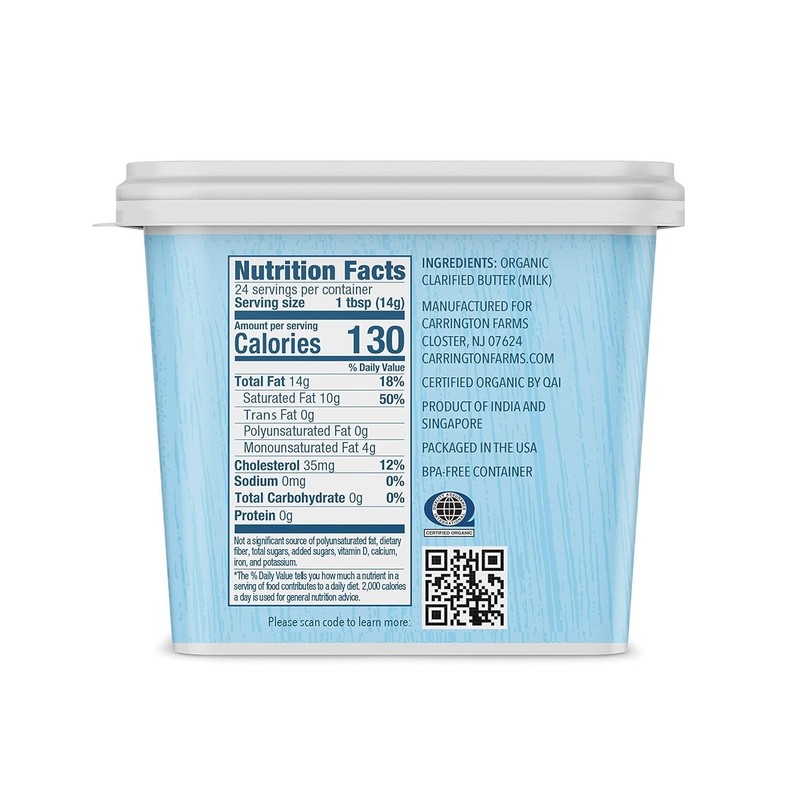 Carrington Farms Organic Ghee Clarified Butter, Grass Fed, 12 Fl Oz gallery