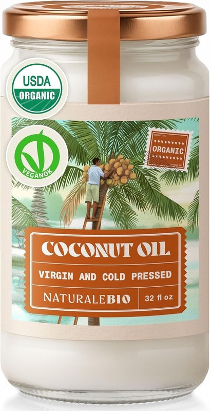 Organic Virgin Coconut Oil 32 fl oz Raw Cold Pressed for Skin, Hair, Moisturi... gallery