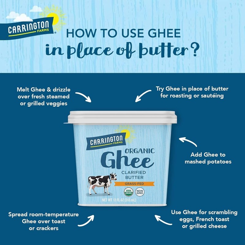 Carrington Farms Organic Ghee Clarified Butter, Grass Fed, 12 Fl Oz gallery