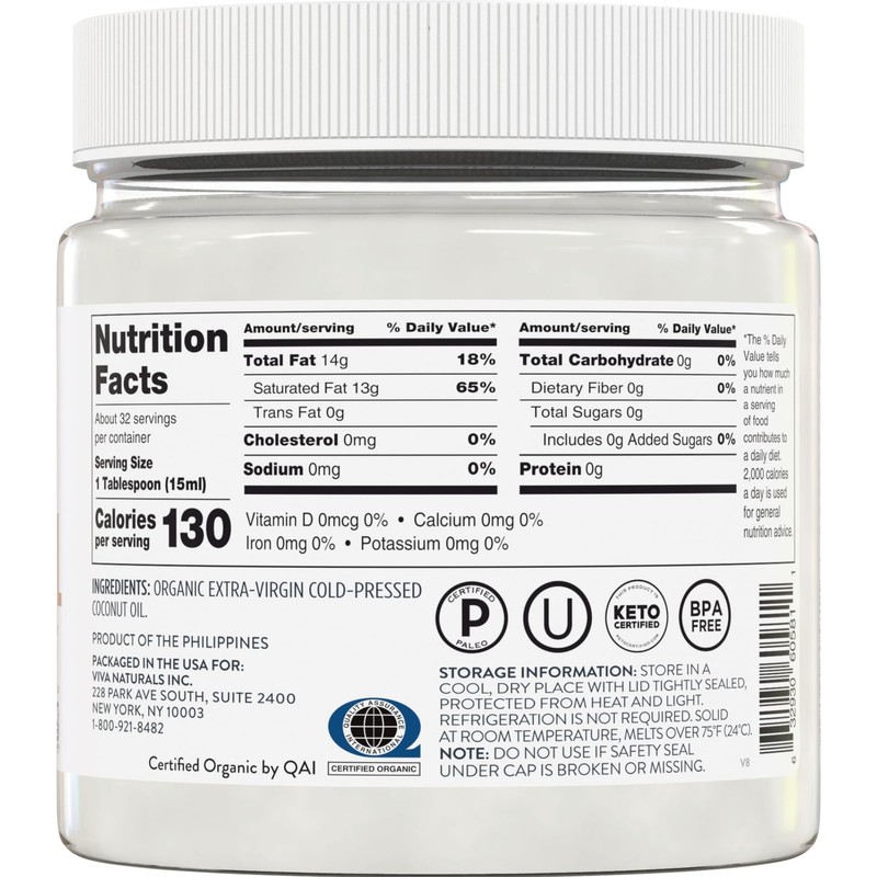Organic Coconut Oil, 16 fl oz – Unrefined, ColdPressed Extra Virgin Coconut O... gallery
