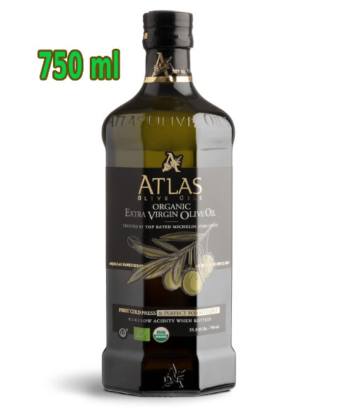 Atlas 750 mL Organic Cold Press Extra Virgin Olive Oil with Polyphenol Rich from