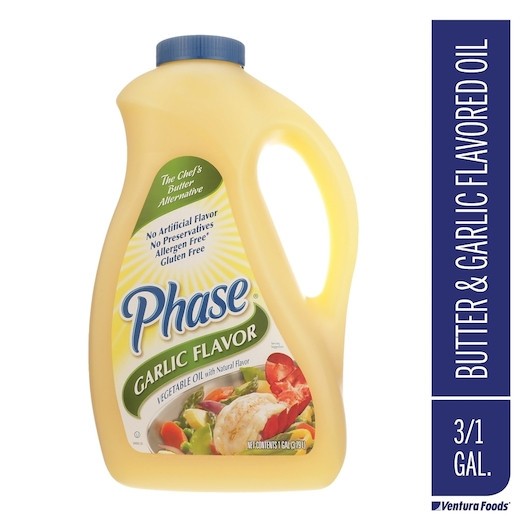 Phase Garlic Flavored Vegetable Oil With Artificial Butter Flavor, 1 Gallon, 3 P