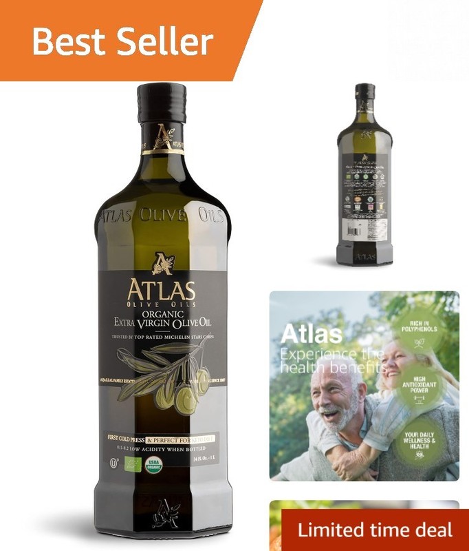 Sustainably Sourced Atlas 1 LT Cold-Pressed Extra Virgin Olive Oil – 100% Safe