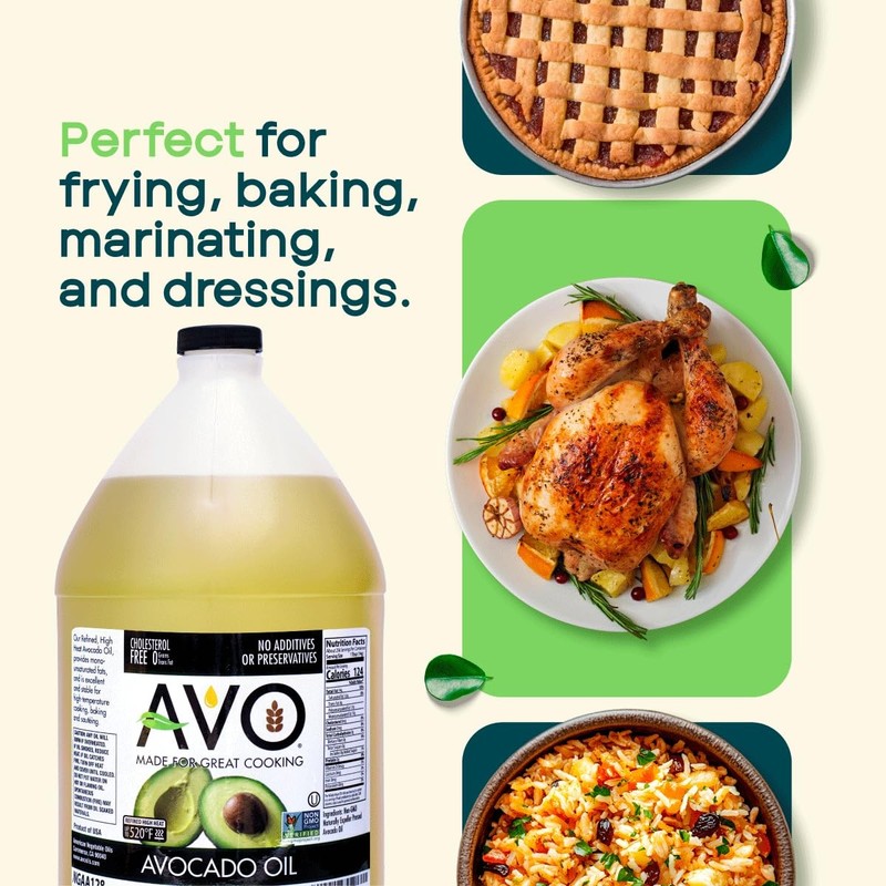 AVO Bulk Avocado Oil for Cooking 1 Gallon 128 fl oz, NonGMO Certified, No Pre... gallery