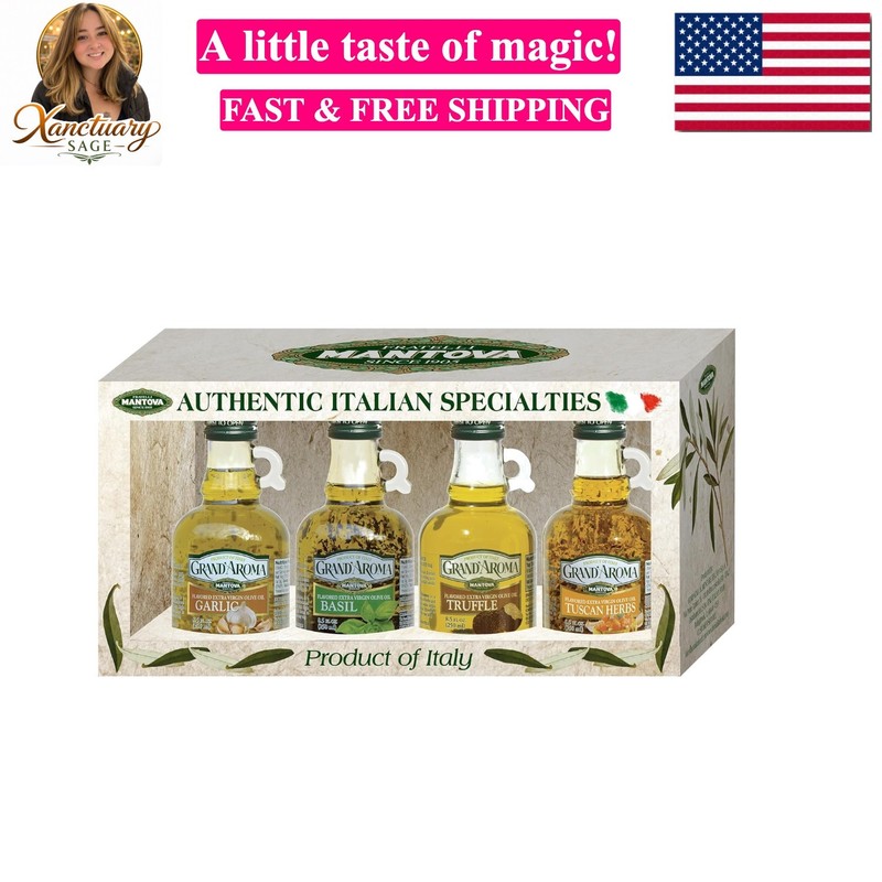 Grand’Aroma Flavored Extra Virgin Olive Oils, Variety Gift Set, made in Italy…