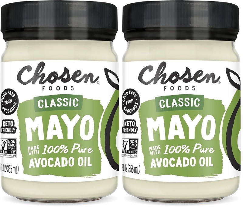 2 Pk Chosen Foods 100% Pure Avocado Oil-Based Classic Mayonnaise Jar, 12 fl oz