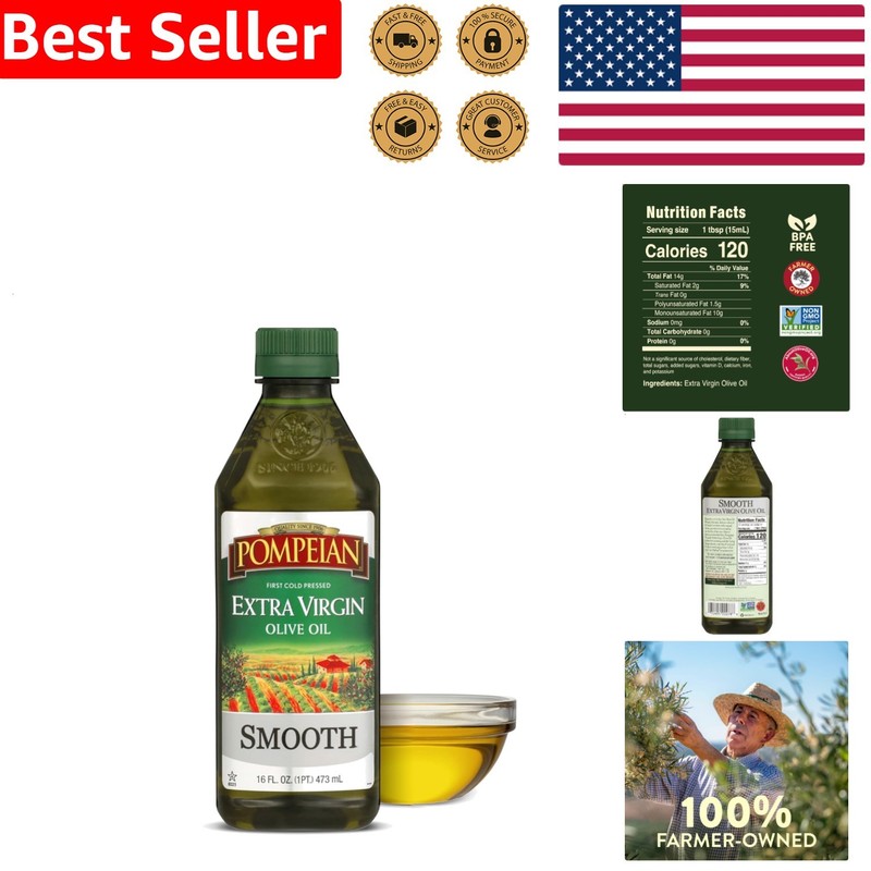 16 Fl Oz Smooth Extra Virgin Olive Oil Gluten Free First Cold Pressed Cooking