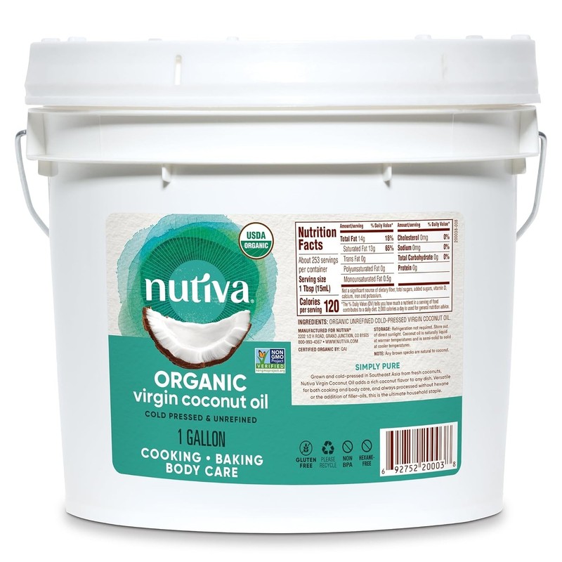 1 Gallon Non-GMO Virgin Coconut Oil – Fresh Flavor for Cooking & Hair Care