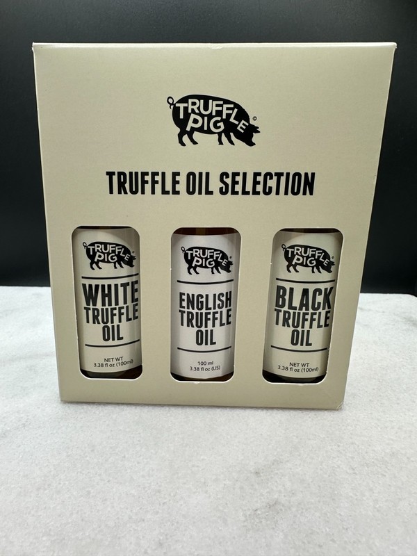 TRUFFLE PIG TRUFFLE OIL SELECTION 3PCE SET MADE IN THE UK WHITE/BLACK/ENGLISH