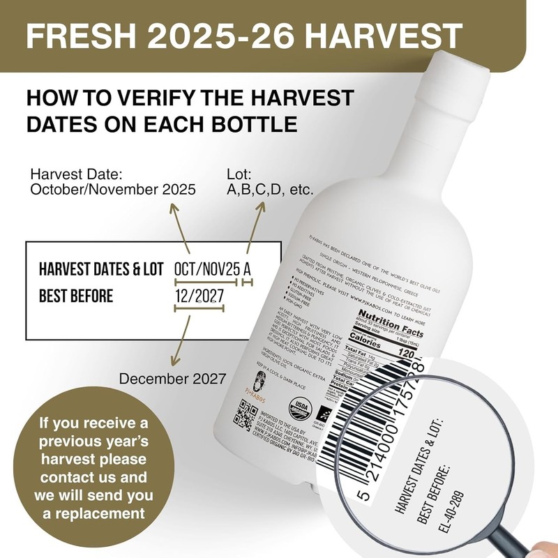 Fresh 2025/26 Harvest, High Phenolic 400+ mg/kg, USDA Organic Greek Extra Vir... gallery