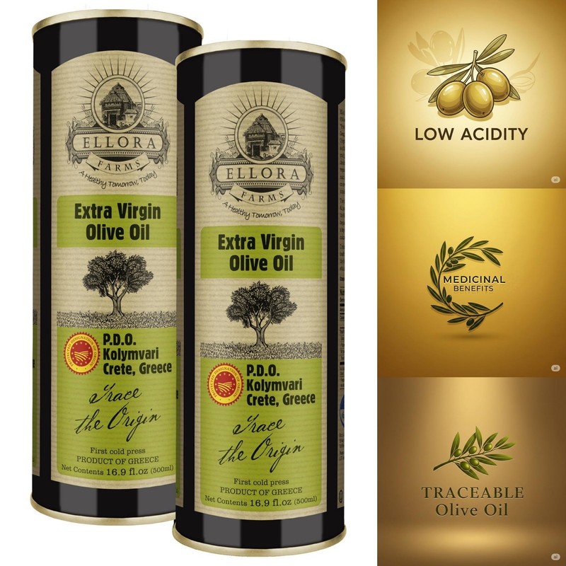 Single Estate Extra Virgin Olive Oil, PDO Crete, Greece, 17 oz. Tin, Pack of 2 gallery