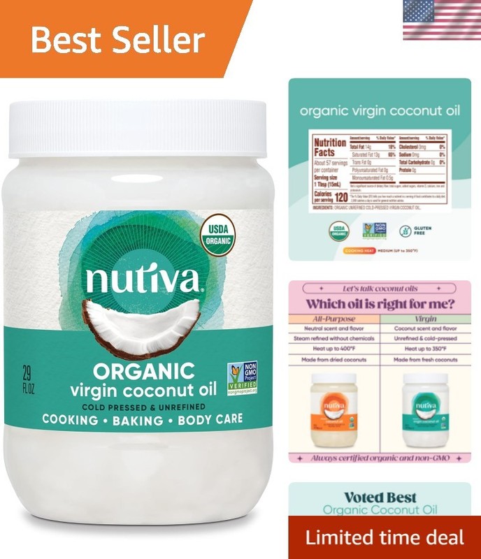 29 Fl Oz Virgin Coconut Oil – USDA Organic & Fair Trade – Perfect for Cooking