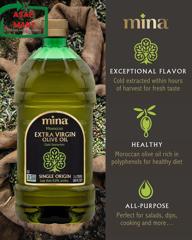 Mina Olive Oil Extra Virgin 68 Fl Oz, New Harvest, Polyphenol Rich Olive Oil for gallery