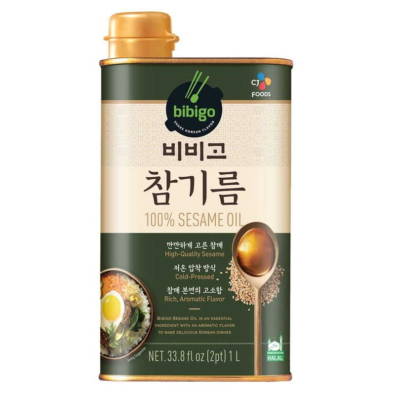 Bibigo 100% Sesame Oil Cold-Pressed Rich Aromatic Flavor 33.8 fl oz