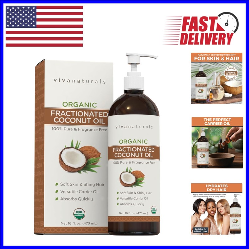 16 fl oz Non-GMO Fractionated Coconut Oil – Versatile Moisturizer & Carrier Oil